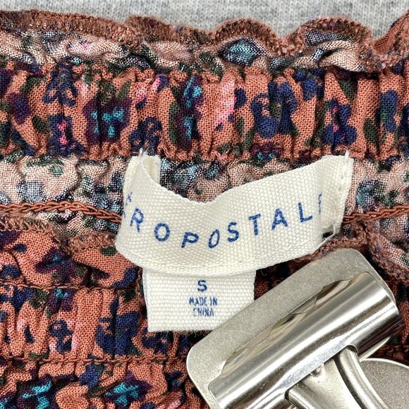 Aeropostale Blouse Womens Small Floral Off Shoulder Cropped Boho Peasant Gypsy - Picture 6 of 11